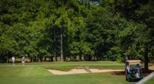 a group of people playing golf on a golf course at True Blue Golf Resort in Pawleys Island