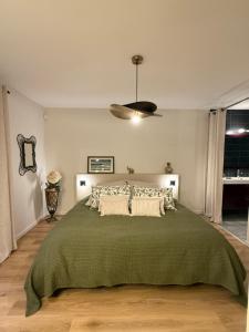 Una cama o camas en una habitación de Cocon de Verdure avec piscine chambre lit king-size 2m 90 fotos más