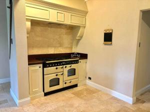 een keuken met een kookplaat in de kamer bij Little River Valley in Denmark