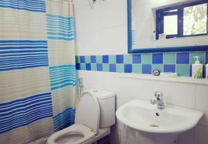 a bathroom with a toilet and a sink at NeelaHouse in Kovalam +23 photos