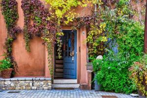 an entrance to a house with a blue door at Brazil - Rio de Janeiro in Rio de Janeiro