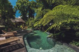 a swimming pool in a yard with benches and trees at Amarea Resort & Spa Ubud by Ini Vie Hospitality in Ubud +54 photos