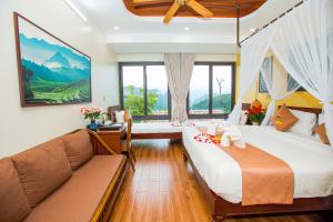 Ένα ή περισσότερα κρεβάτια σε δωμάτιο στο Central Hills Pu Luong Resort +63 φωτογραφίες