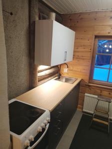 Køkken eller tekøkken på Kuukkeli Log Houses Aurora- Secret Cabin