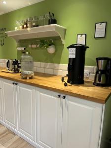 una encimera de cocina con cafetera. en Clos du Régrillon, en Pélussin