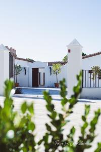 a view of a house from behind some plants at Finca Caprichosa by Aracena Rural Exp in Cortelazor
