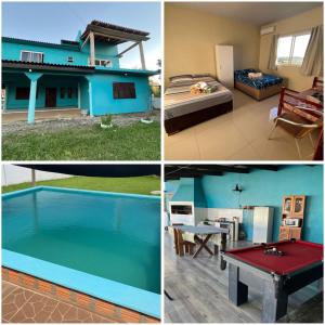 a collage of pictures of a house and a pool at Pousada da Lari in São Gabriel