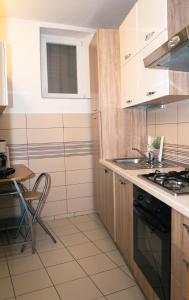 a kitchen with a sink and a stove at Apartment Karega in Šibenik
