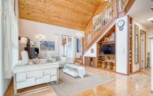 a living room with a wooden ceiling at Villa Carlitos by Villas Vista Gomera in Adeje