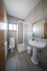 Blue Pearl Villa - 6 Bedroom في بيلا: حمام مع حوض ومرحاض ودش