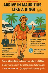 La Nuit Étoilée في لا جاوليتي: منشور إعلاني لوكالة تأجير سيارات يظهر فيه رجل وسيارة