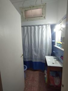 Mar del Plata house في مار ديل بلاتا: حمام مع ستارة دش ومغسلة