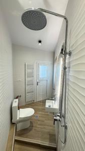 a bathroom with a toilet and a sink at Karanasiou Apartment in Tríkala +12 photos