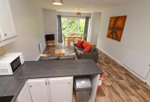 een keuken en een woonkamer met een bank en een magnetron bij Dunaras Holiday Village in Galway +8 foto's