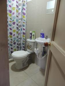 Et badeværelse på Cabaña Manaos Salento