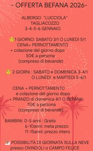 Een selectie van het menu voor het FIFA Wereldkampioenschap. bij La Lucciola Albergo Ristorante in Tagliacozzo