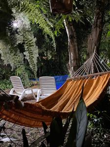 2 sedie e un'amaca sotto un albero di Arboleda a Jardín América Altre 10 foto