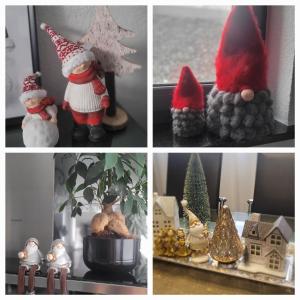 a group of pictures of christmas decorations on a shelf at Luxury Appartement Marz, Europa Park-Rulantica in Mahlberg