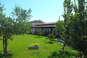 a yard with trees and a house in the background at Domus Aurea in Torrevecchia Teatina