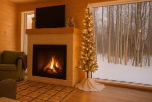 Posezení v ubytování Le Loonix- Chalet familiale avec Spa