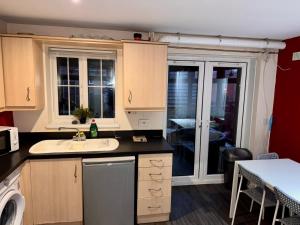 Sorrell Gardens Guest House في نيوكاسل أندر ليم: مطبخ مع حوض وغسالة ملابس +36 صورة