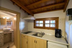 a kitchen with a sink and a counter top at Vicky Studios and Apartments in Skala Kallonis