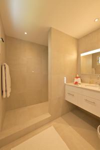 Les Ilets De La Plage في غوستافي: حمام مزود بدش ومغسلة