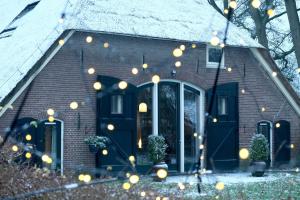 a house with christmas lights in front of it at Spijkvoorde in Deventer