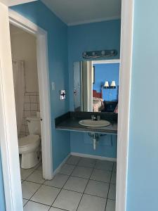 un bagno con lavandino e WC di Riverside inn motel a Plymouth Altre 12 foto