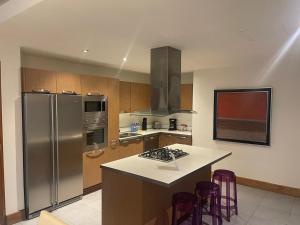 キャバレテにある2 Bedroom Apartmentのキッチン(ステンレス製の冷蔵庫、カウンター付)