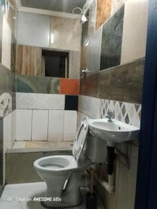 Top Crew Cottage Kempton Park في كيمبتون بارك: حمام مع مرحاض ومغسلة