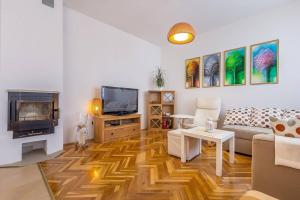 a living room with a couch and a tv at Villa Cera in Vodnjan