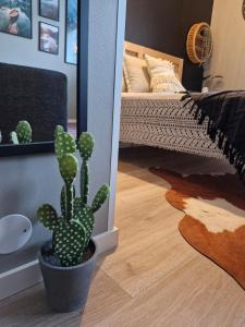 En eller flere senge i et værelse på Studio apartment near main roads