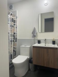 een badkamer met toilet en wastafel bij Luxury Duplex on the 15th Floor with Terrace in Lima