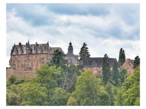 a large building on top of a hill with trees at Holiday apartment with 1 bedroom in Herbstein