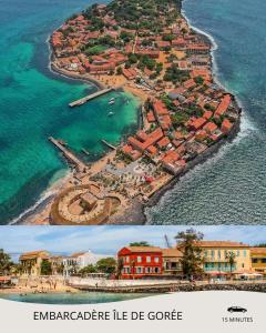 due foto di un'isola nell'acqua di Studio Luma Dakar a Dakar