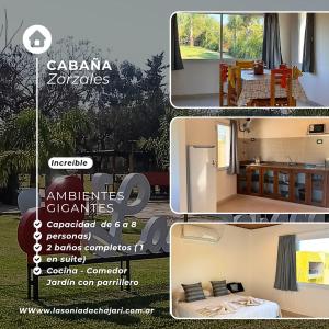 uma colagem de quatro fotos de uma casa em Cabañas La Soñada em Chajarí