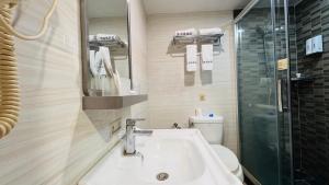 a bathroom with a sink and a toilet and a mirror at Park Hyatt Hotel in Taiping +75 photos