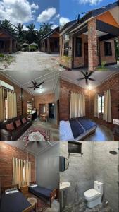 un collage de cuatro fotos de una casa en Nizana House Homestay, en Batu Pahat