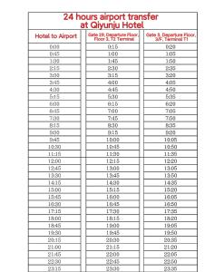 a chart of the number of hours airport transfer at cityhoff hotel at Qiyunju Hotel-24H Free Airport Pickup Drop-off in Shanghai