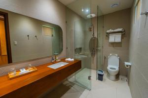 a bathroom with a sink and a toilet at Cebu Beach Club in Argao +18 photos
