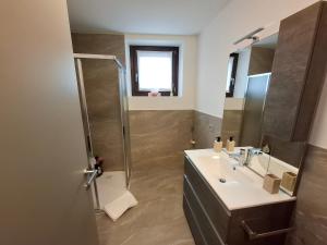 un bagno con lavandino e doccia di Casa da Normi a Valdisotto