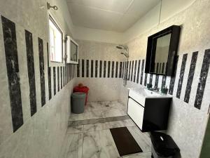a bathroom with a sink and a mirror at SteilaDay Hébergement 976 in Pamandzi