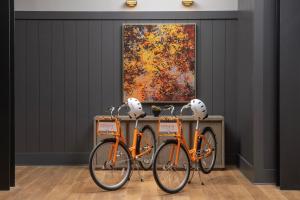 two bikes parked in front of a painting at Canopy By Hilton Ithaca Downtown in Ithaca