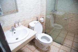 Sapa Central House في سابا: حمام مع مرحاض ومغسلة ودش +25 صورة