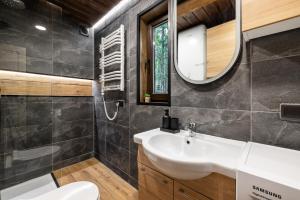 Metsamaja Põhja-Kõrvemaal : حمام مزود بحوض ومِرآة