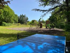 una mesa de ping pong frente a un parque infantil en Gite de la Renardière, en Paunat 43 fotos más