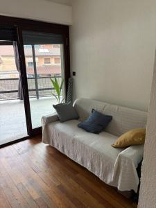 a room with a couch with two pillows on it at Ca baracot in Lanzo Torinese