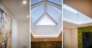 a skylight in the ceiling of a room at Abbotsford House sleeps 8 in York