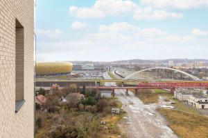 Výhled na řeku, která protéká v blízkosti apartmánu